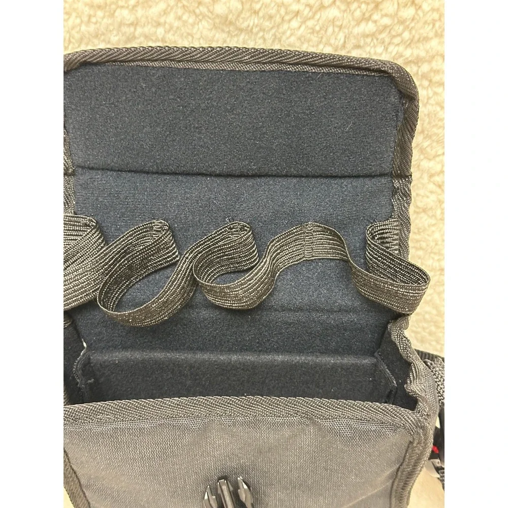 Nikon Camera Bag Black Red Stripe Strap Padded Nylon Case Buckle Closure